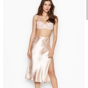 Textured Satin Midi Slip Skirt